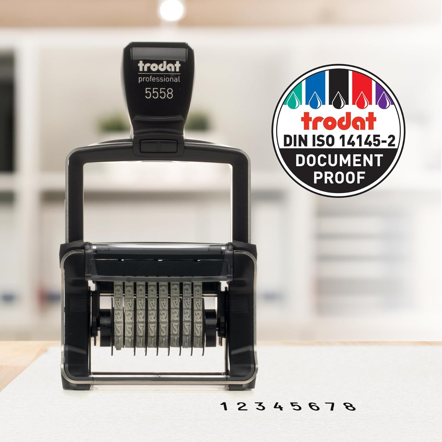 Professional Manual Numberer Stamp – 8 Digits, 3/16" (5 Mm) Characters, Black In