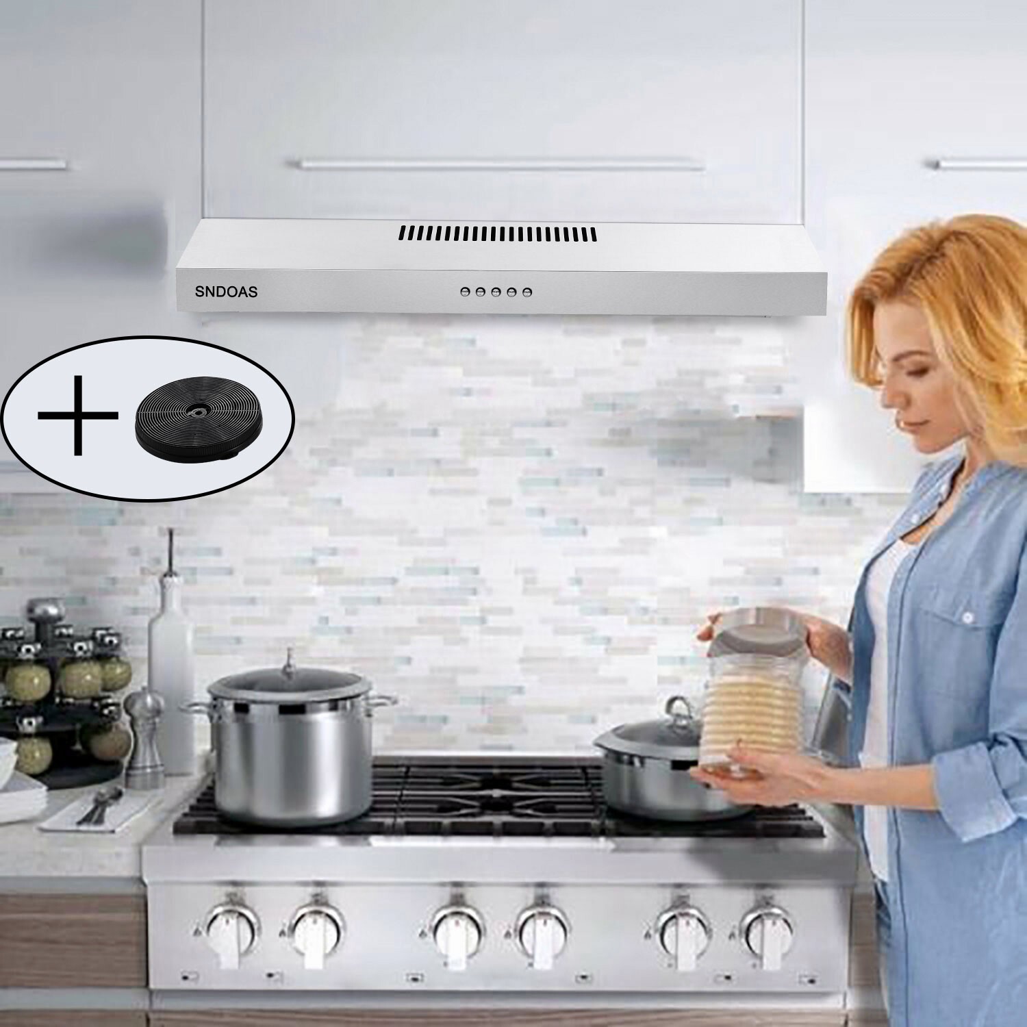 Kitchen Range Hood 30 inch Under Cabinet Cook Vent 230CFM Fan Ducted/Ductless