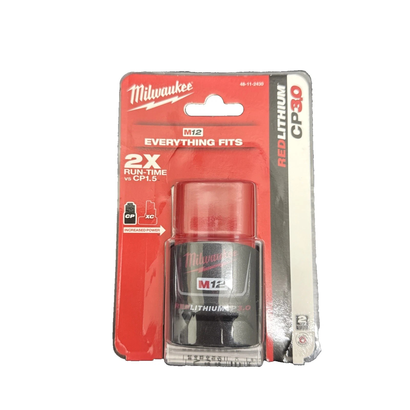 2 Pack NEW Milwaukee 48-11-2430 M12 REDLITHIUM 3.0 Compact Battery USA SELLER