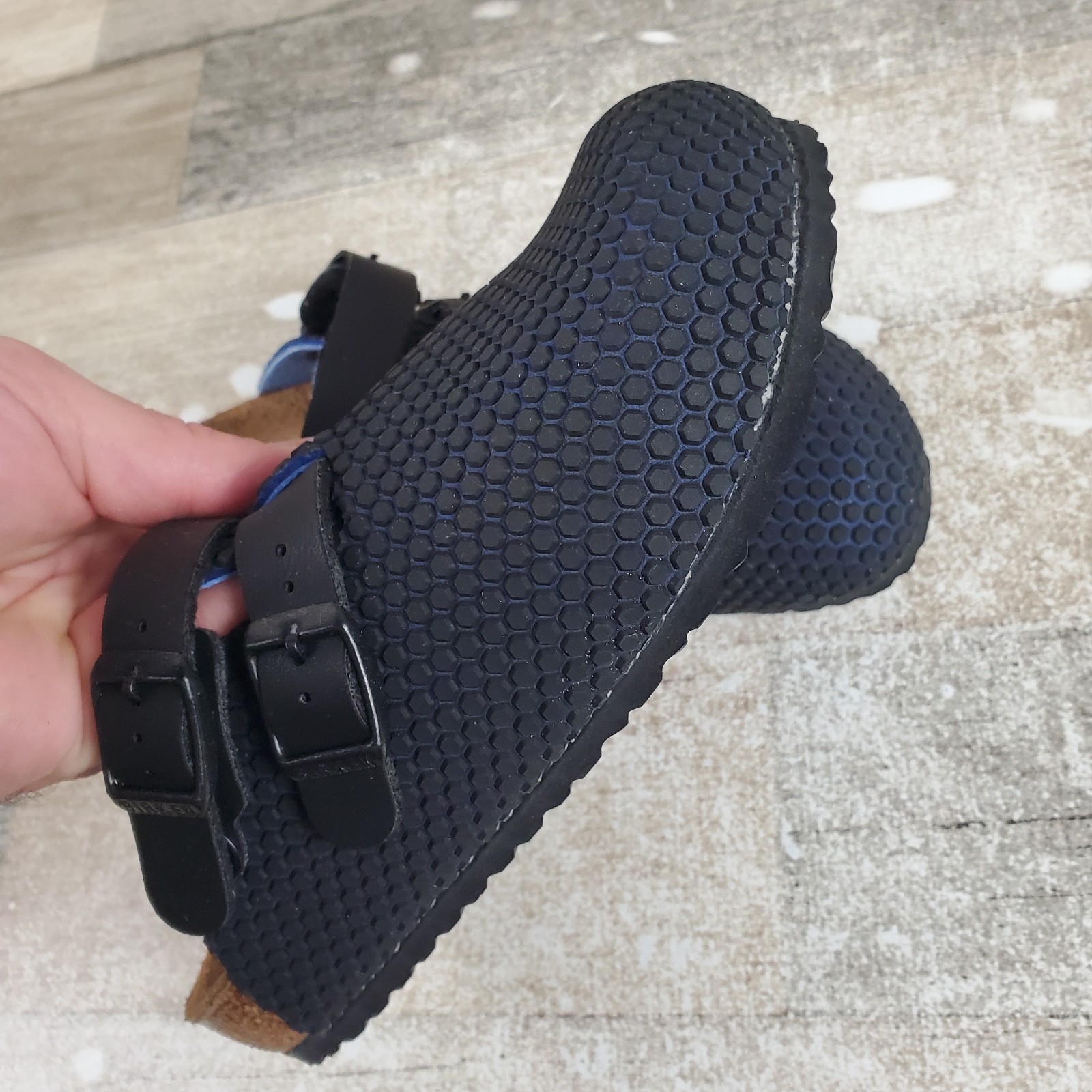 Birkenstock Kay Kids Slip On Clog Sandals Sz 1 EU 32 Blue Black Clogs