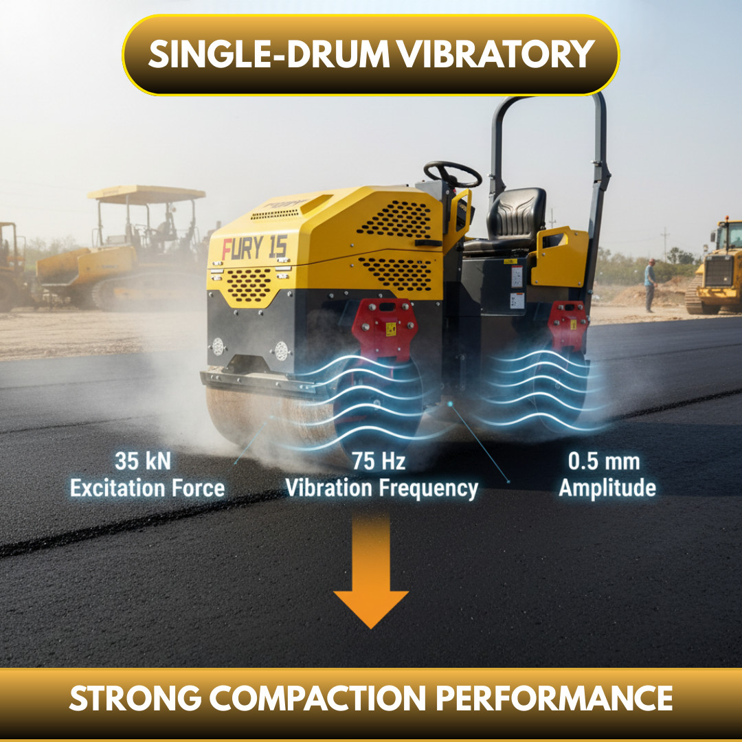 TYPHON FURY 15 Mini Road Roller 1.5Ton 13.5 hp B&S Gas Engine Hydraulic Steering