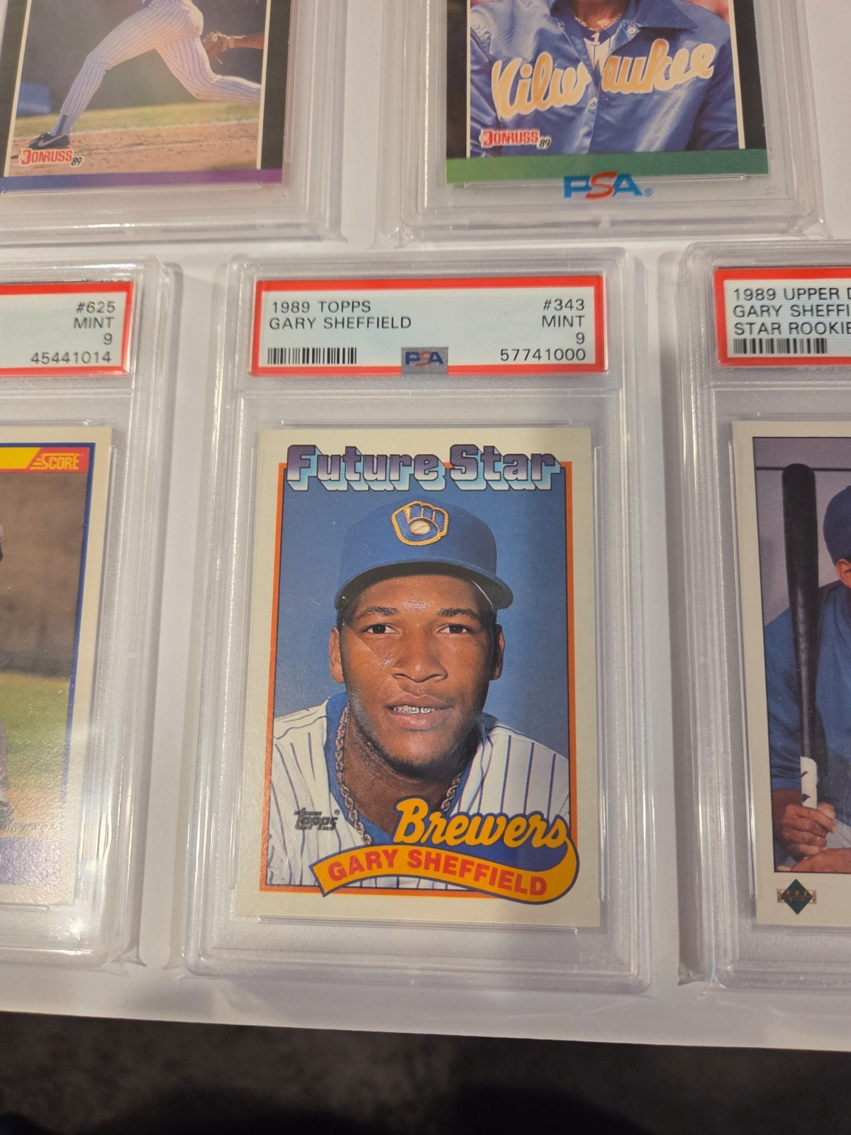 1989 Bowman Topps Fleer Donruss Score Upper Deck (7) RC lot Gary Sheffield PSA 9