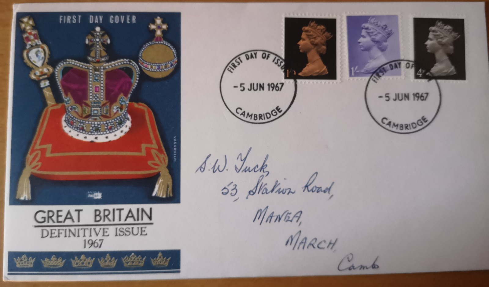 U.K 1967 Definitive Issue First Day Cover  postmarked Cambridge