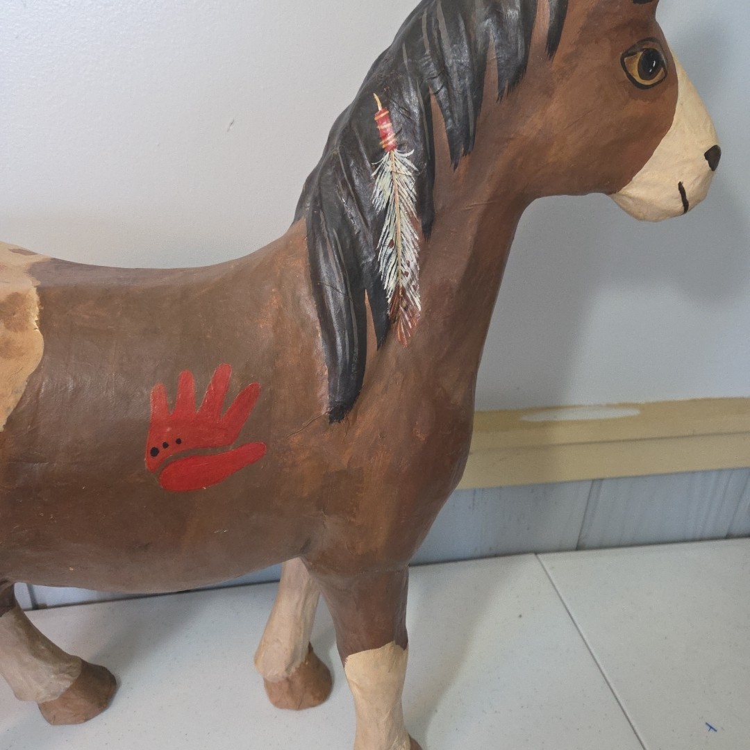 Vintage Paper Mache Spotted Blanket Appaloosa Horse Statue Indian Native