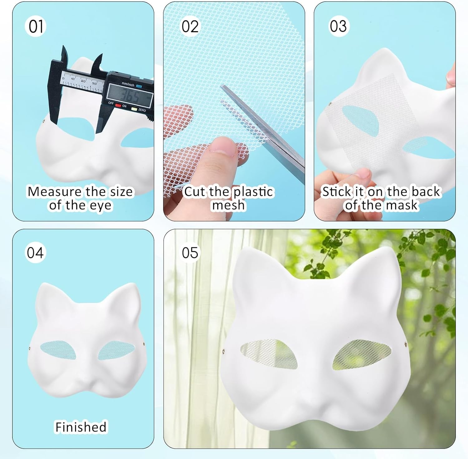 10 Sheets White PVC Fursuit Eye Mesh Waterproof Plastic Sheets for Cosplay Craft