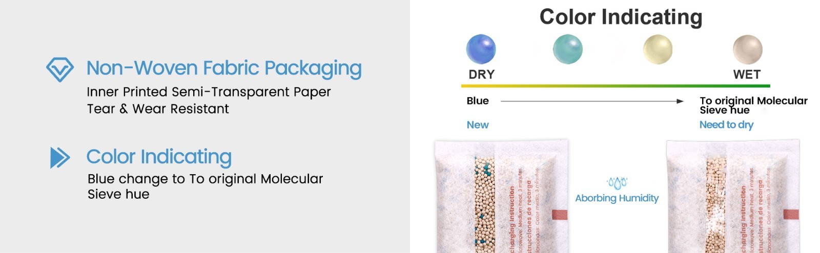 [5 Gram 50 Packages] Adsorbco Rechargeable Molecular Sieve Desiccant Packs