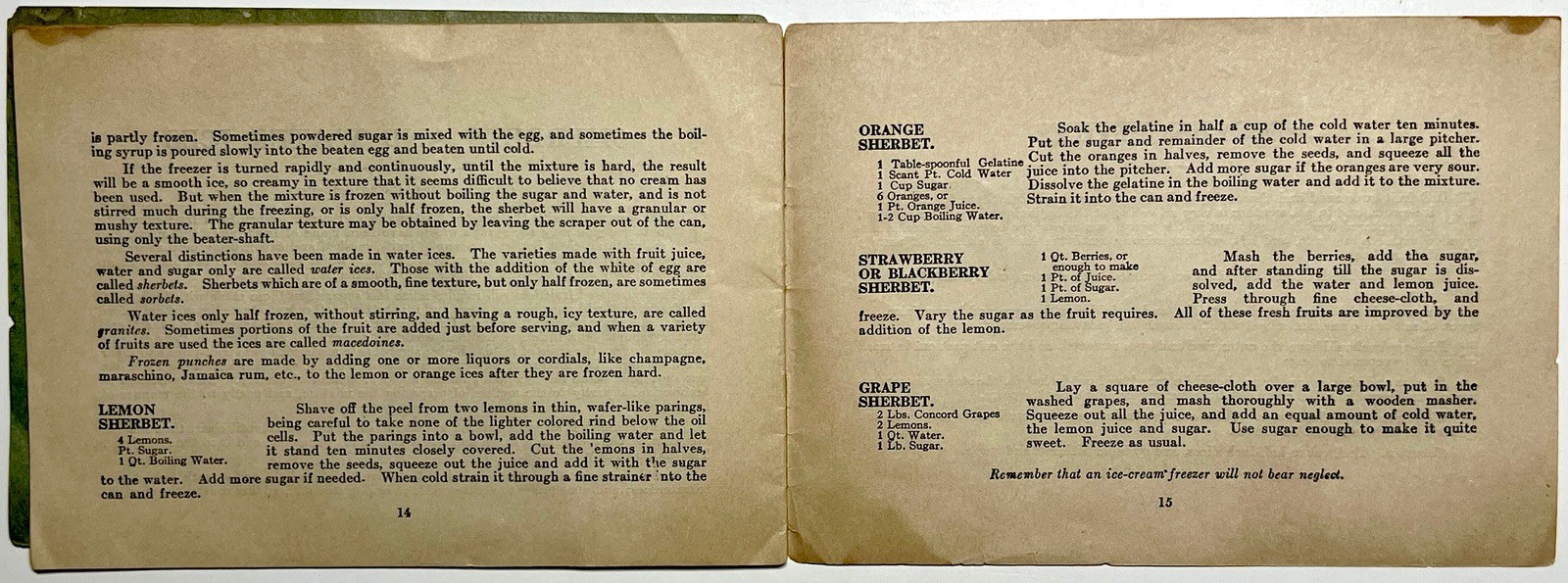 1905 FROZEN DAINTIES WHITE MOUNTAIN FREEZER ICE CREAM RECIPES BOOKLET LINCOLN NH