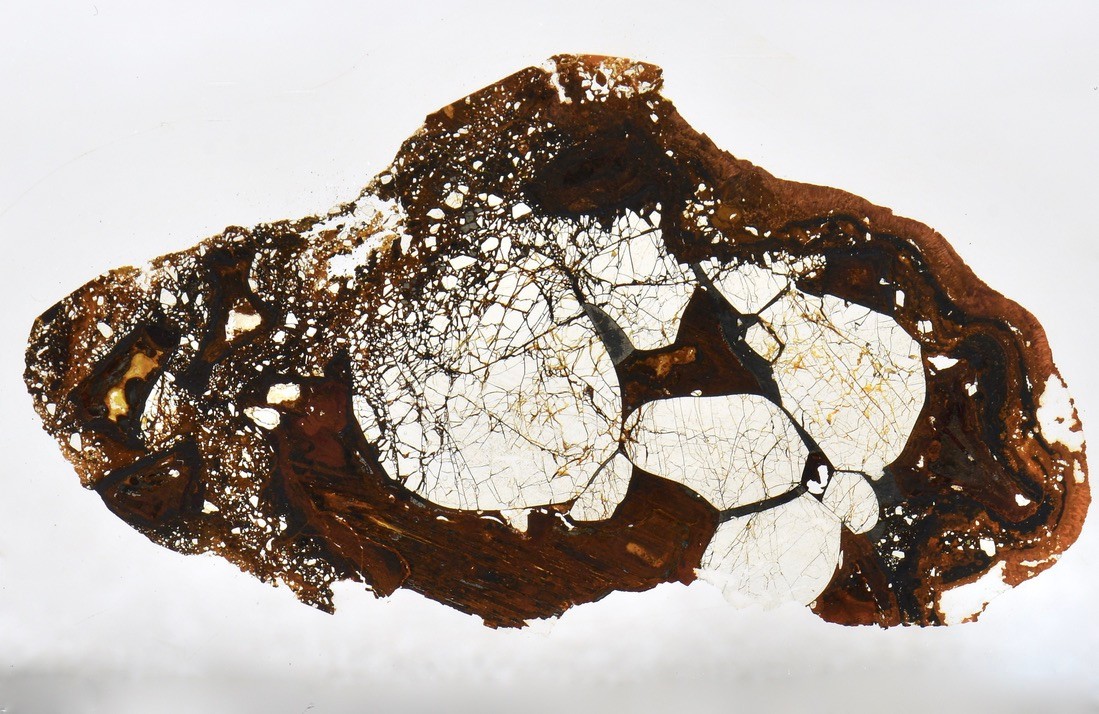 Meteorite SERICHO Pallasite RARE shredded olivine Microscope Slide Thin Section