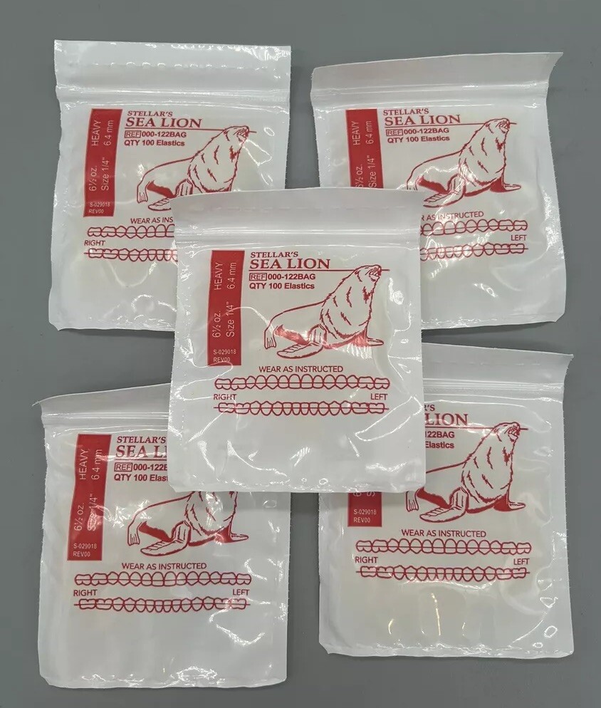 5 Stellar Sea Lion American Orthodontics Elastics Rubber Bands for Braces