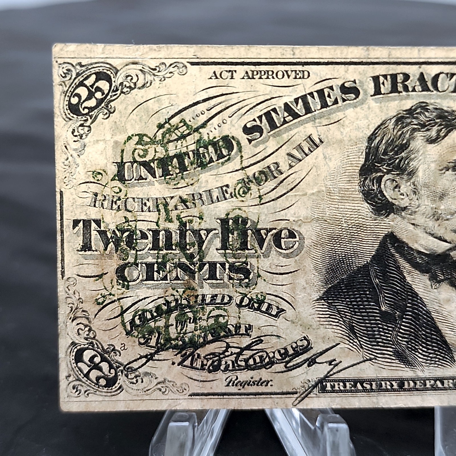 1863 25c Fractional Currency Third Issue Fessenden FR-1301 Civil War Fine ⭐