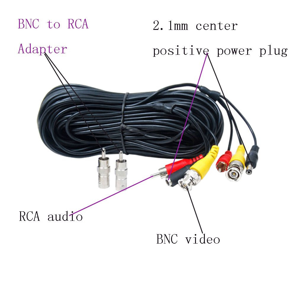 4X 50ft Security Camera Audio Video Power Cable CCD BNC RCA CCTV DVR Wire Cord
