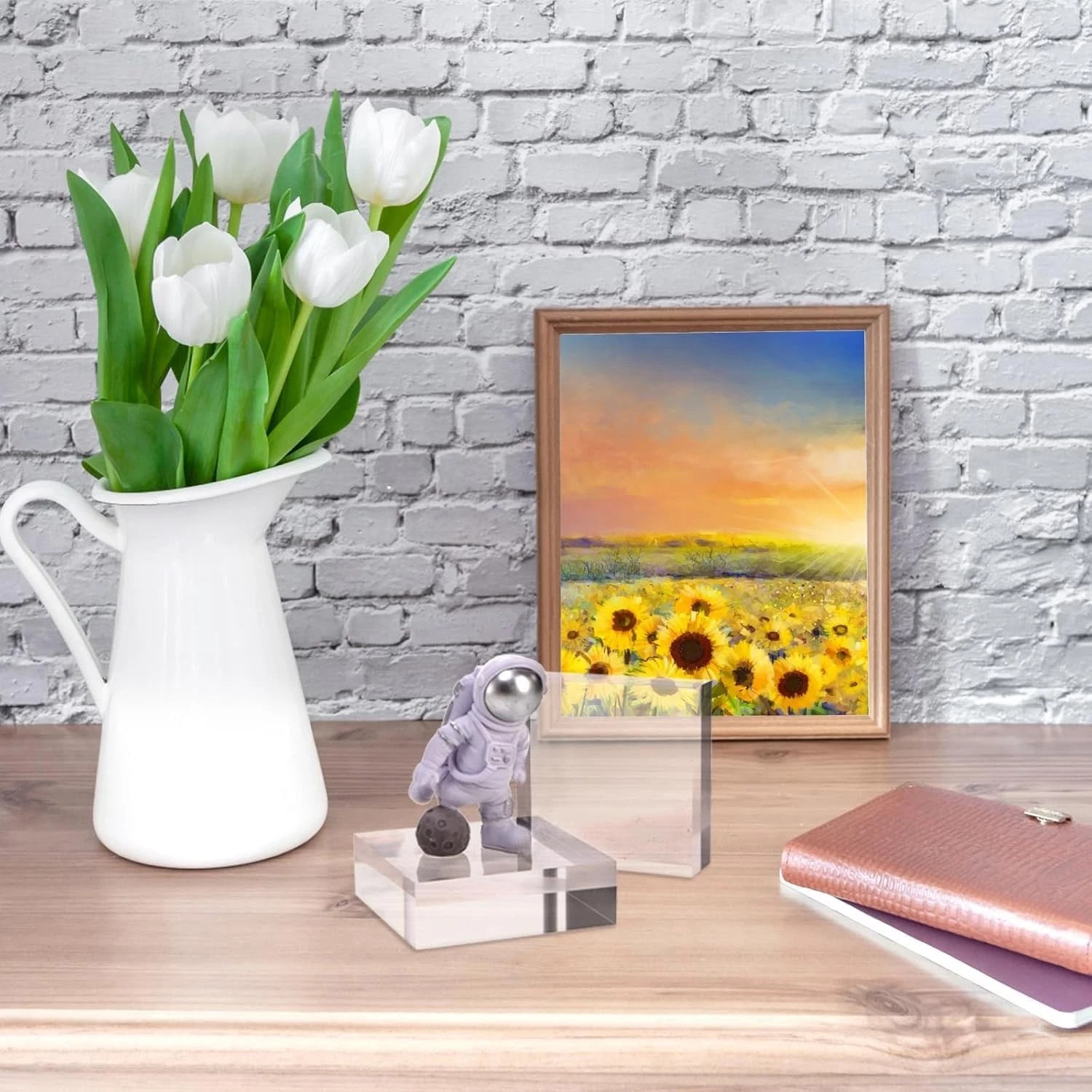 8pcs Acrylic Square Display Block, 3 x 3 x 1 Inches Clear Polished Cube Stand