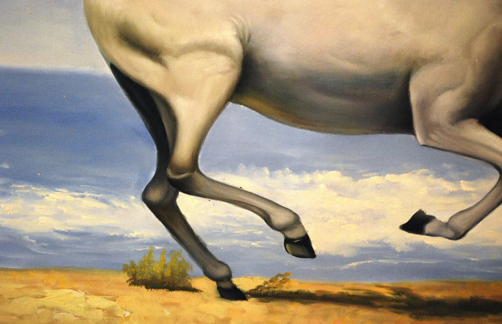 HORSE RUNNING ALONG OCEAN Original Art ACRYLIC PAINTING/CANVAS Signed 36" x 24"