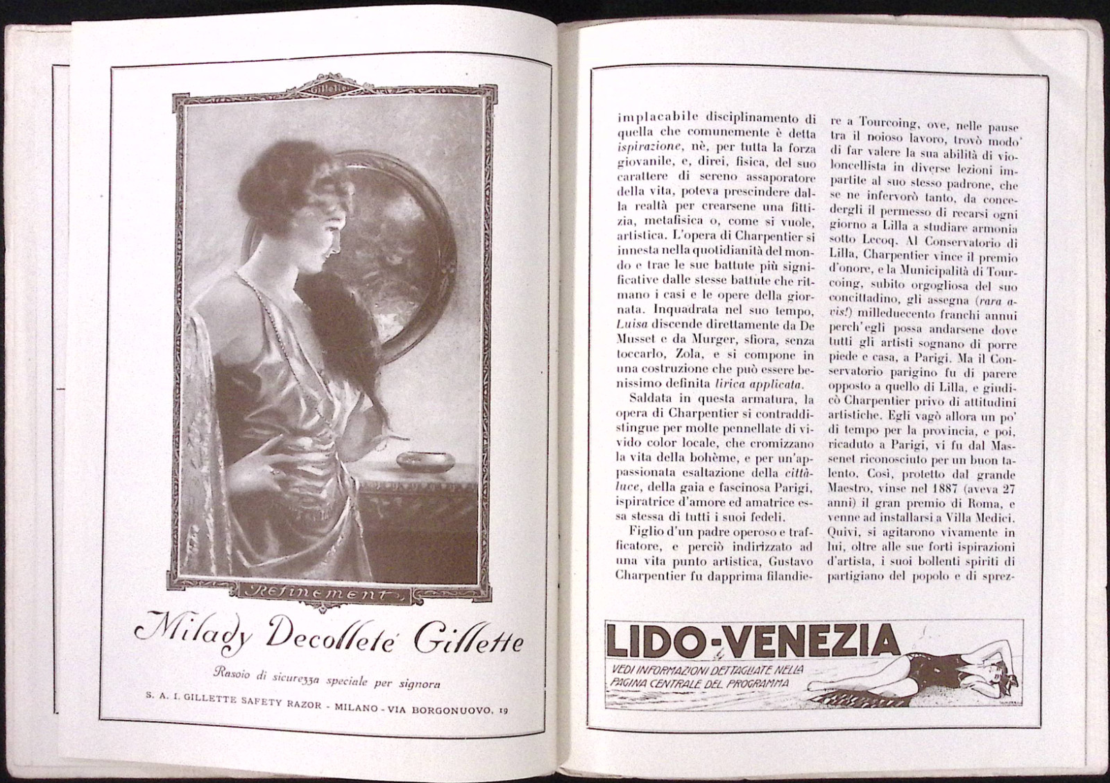 1922-23 Teatro alla Scala Milan Opera House LUISA Program Local Ads