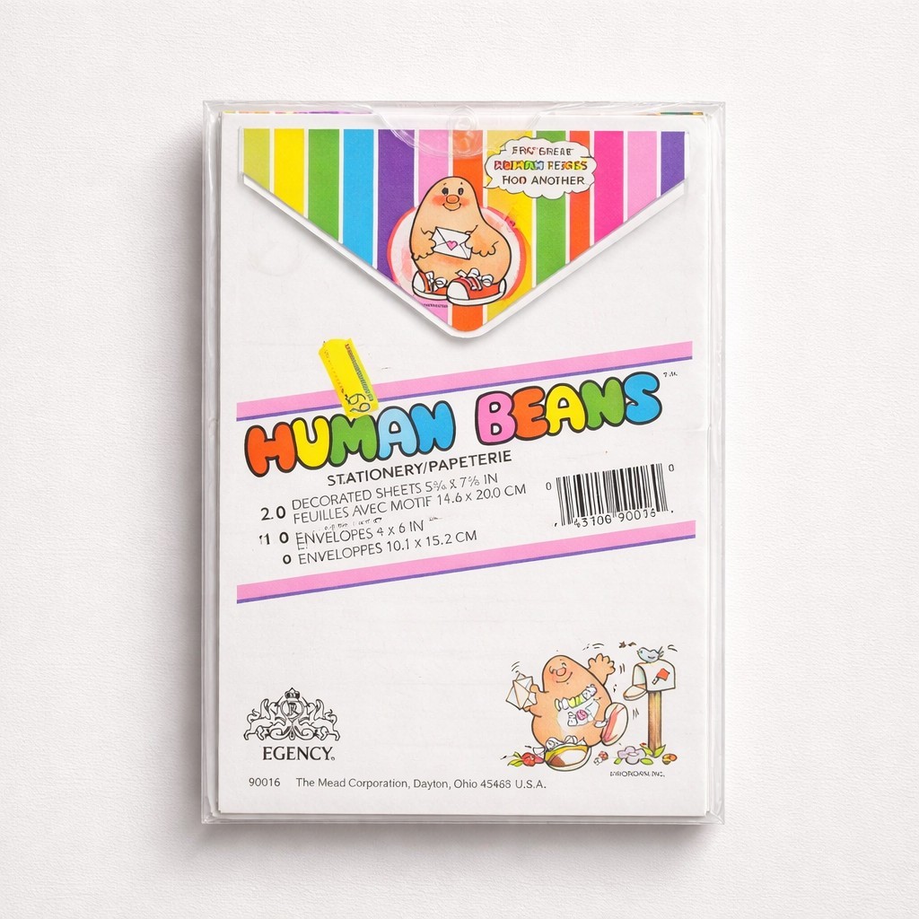 Vintage Human Beans Envelopes Stationery Set Rainbow #90016 - Rare Brand New!