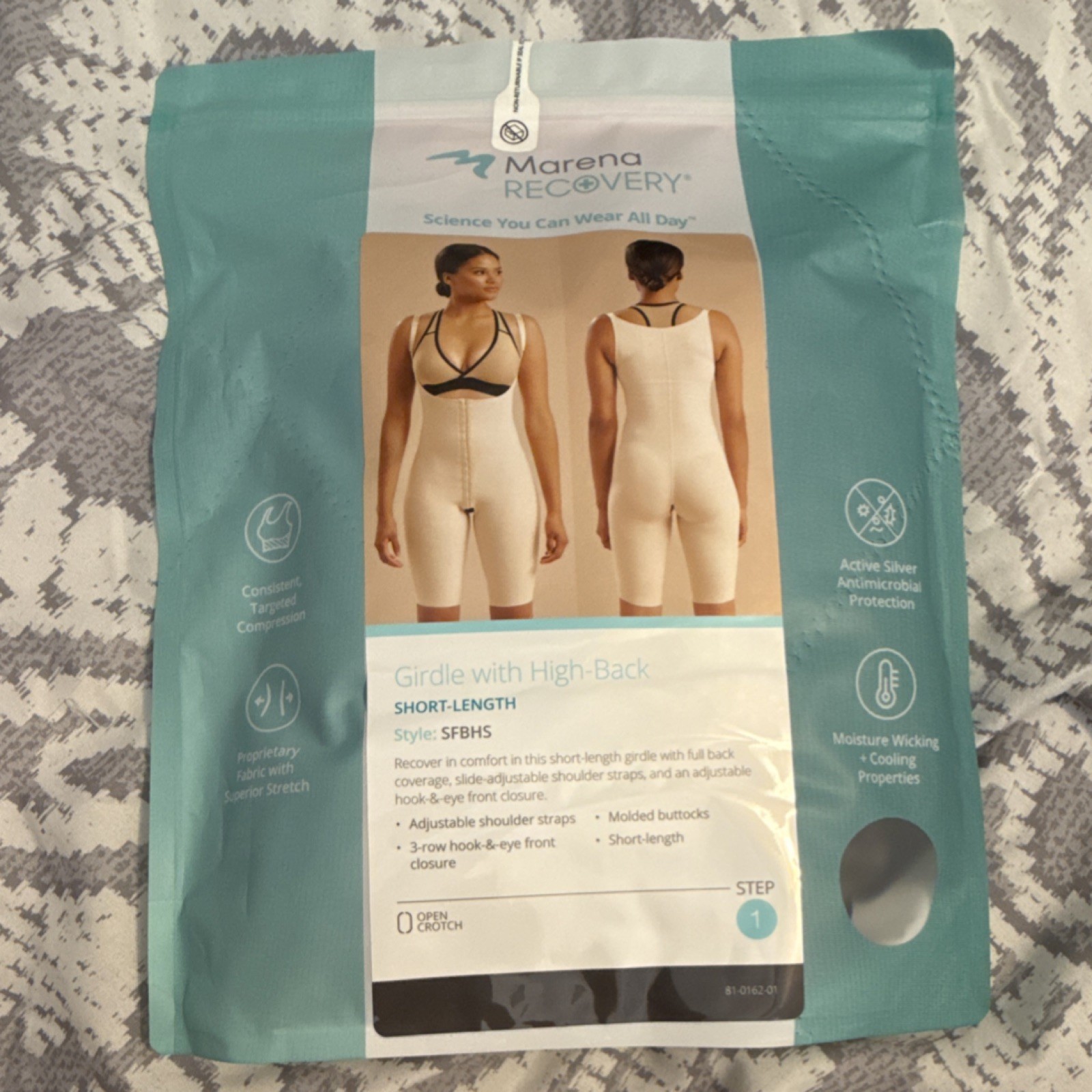 Marena Recovery Compression Girdle SFBHS Beige Adjustable Straps Short-Length