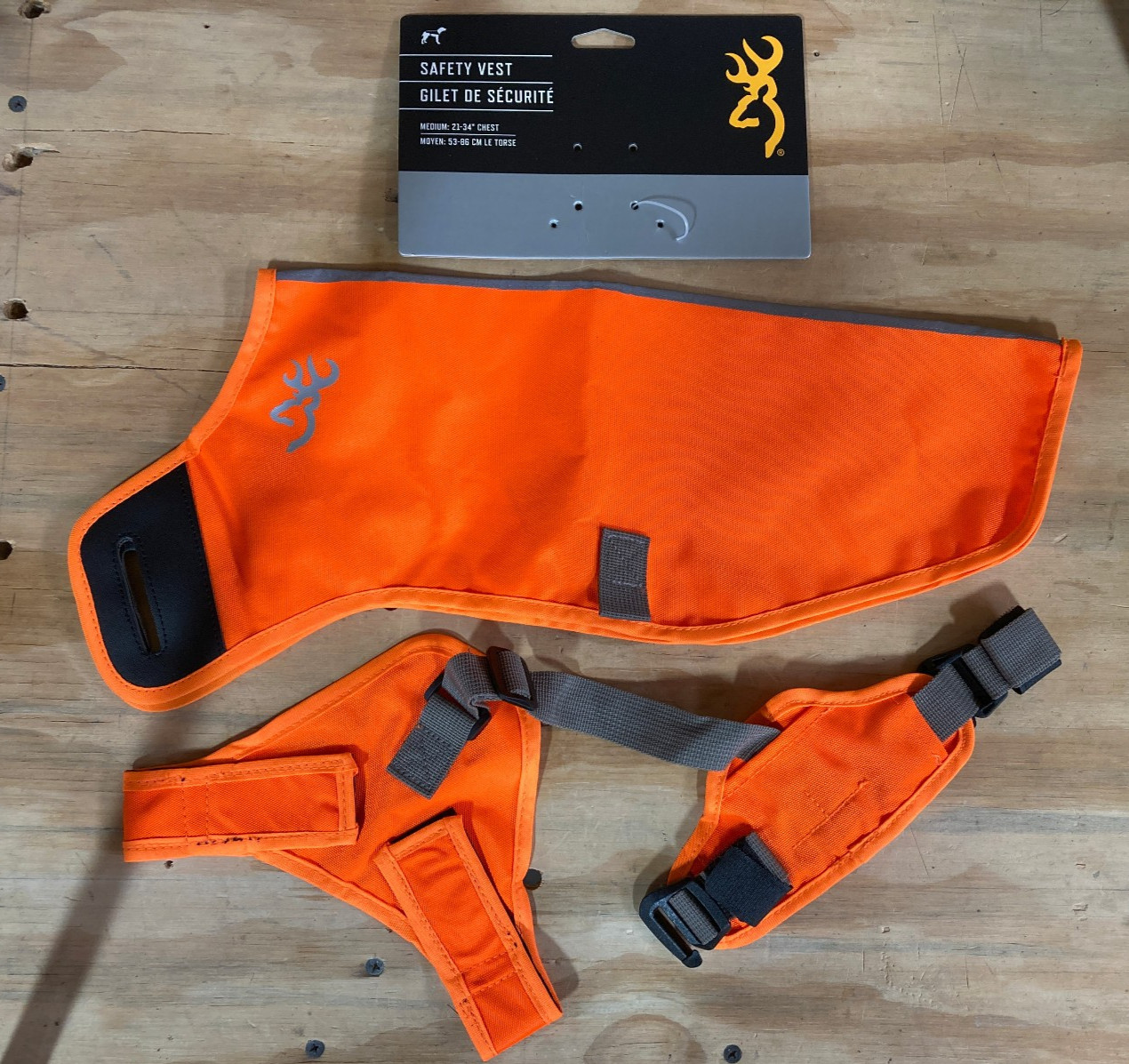 Browning Hunting Dog Vest - Saftey Orange - Dog Chest Size Medium - Pet Harness