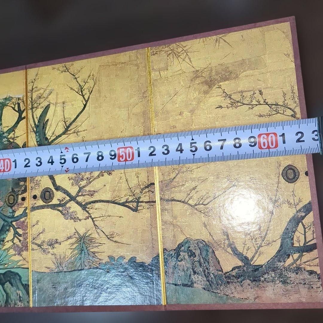 Japanese Vintage Small Byobu Panel Folding Screen Decor