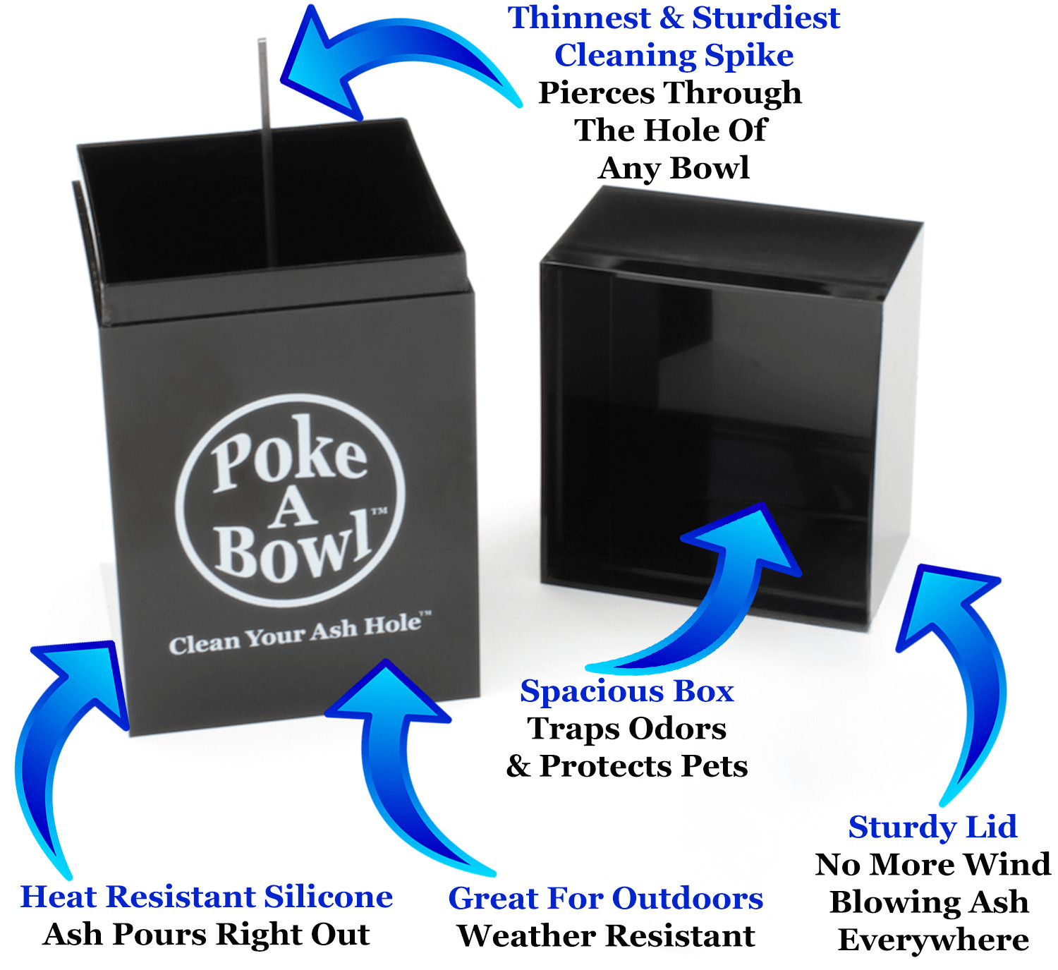 Poke A Bowl® Box Ashtray - Clean Your Ash Hole® (Black)