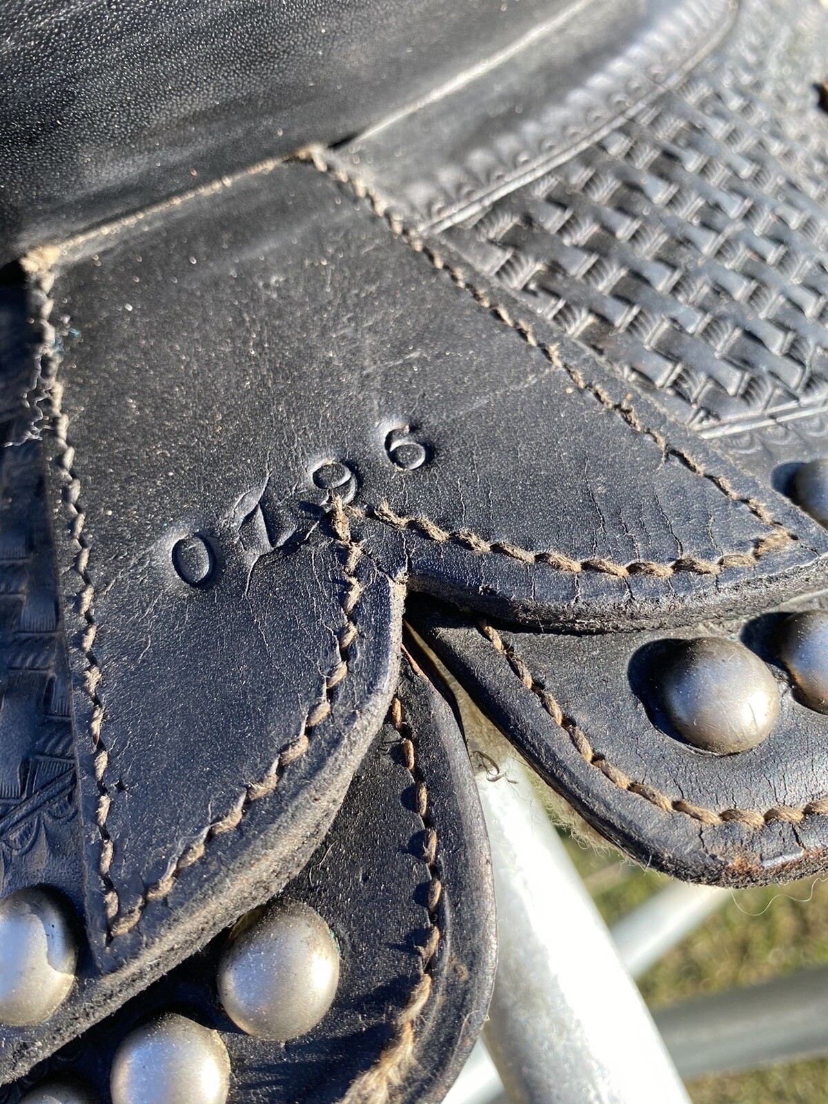 Vintage/Antique 14" Simco Western parade saddle w/silver studs, tapaderos