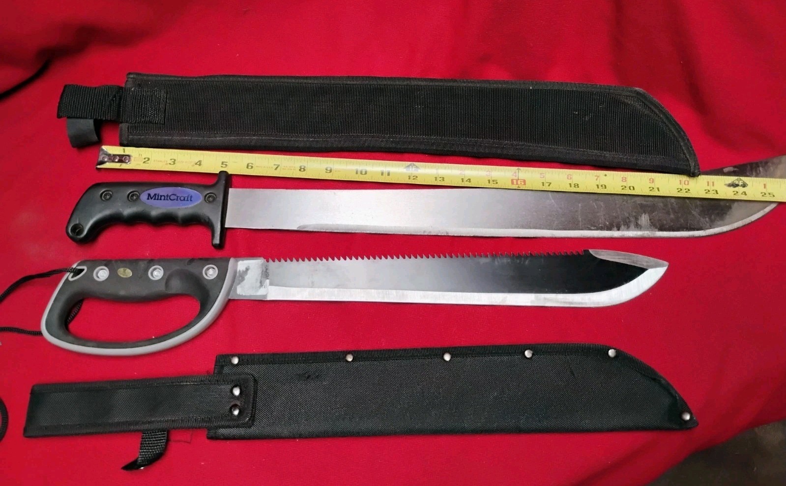 Mechete 2pc lot Mintcraft & Jungle King 21" & 15" blades with sheaths good cond