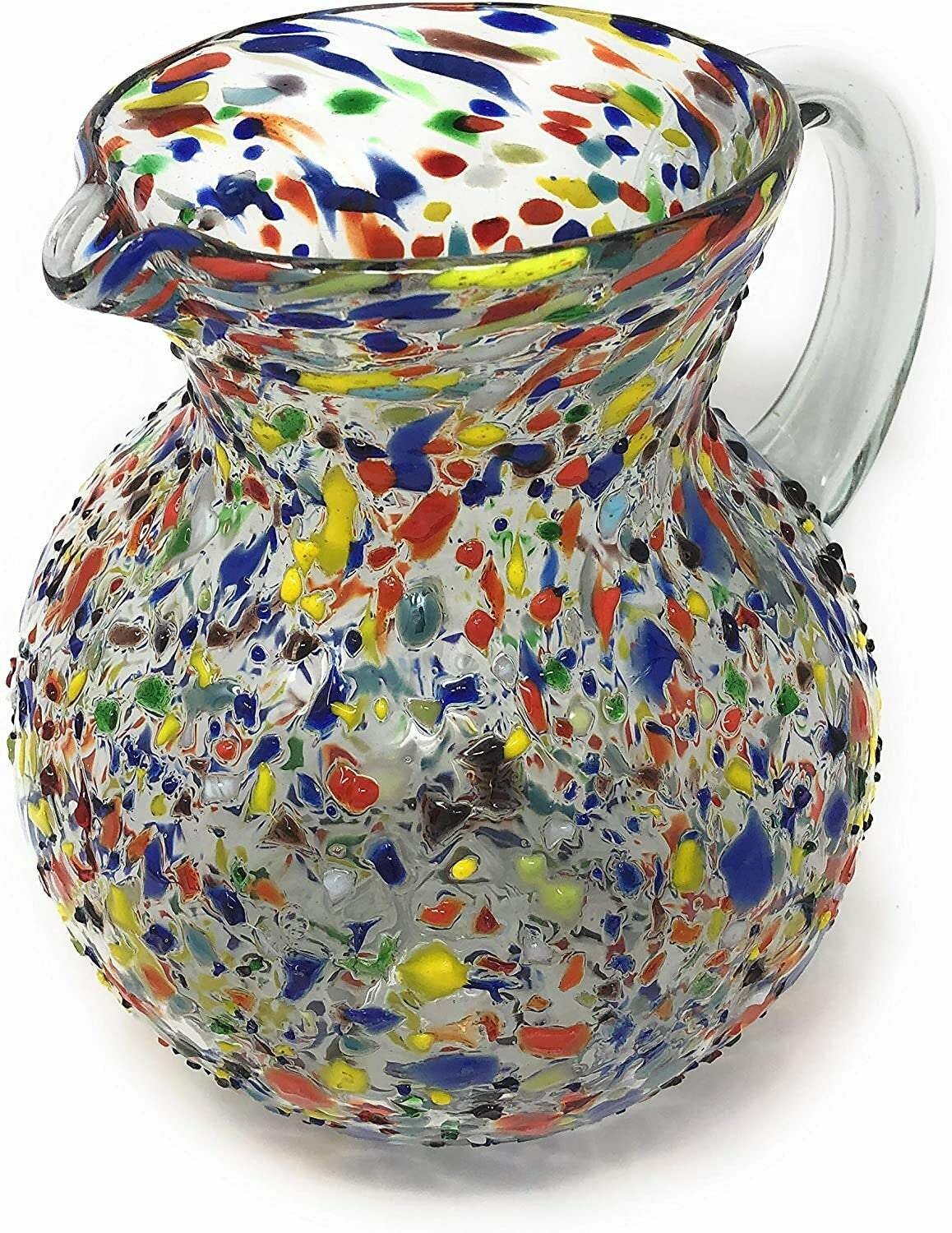 Confetti Rock Design Glass Pitcher - Juice, Margaritas, Water, Lemonade (84 oz)