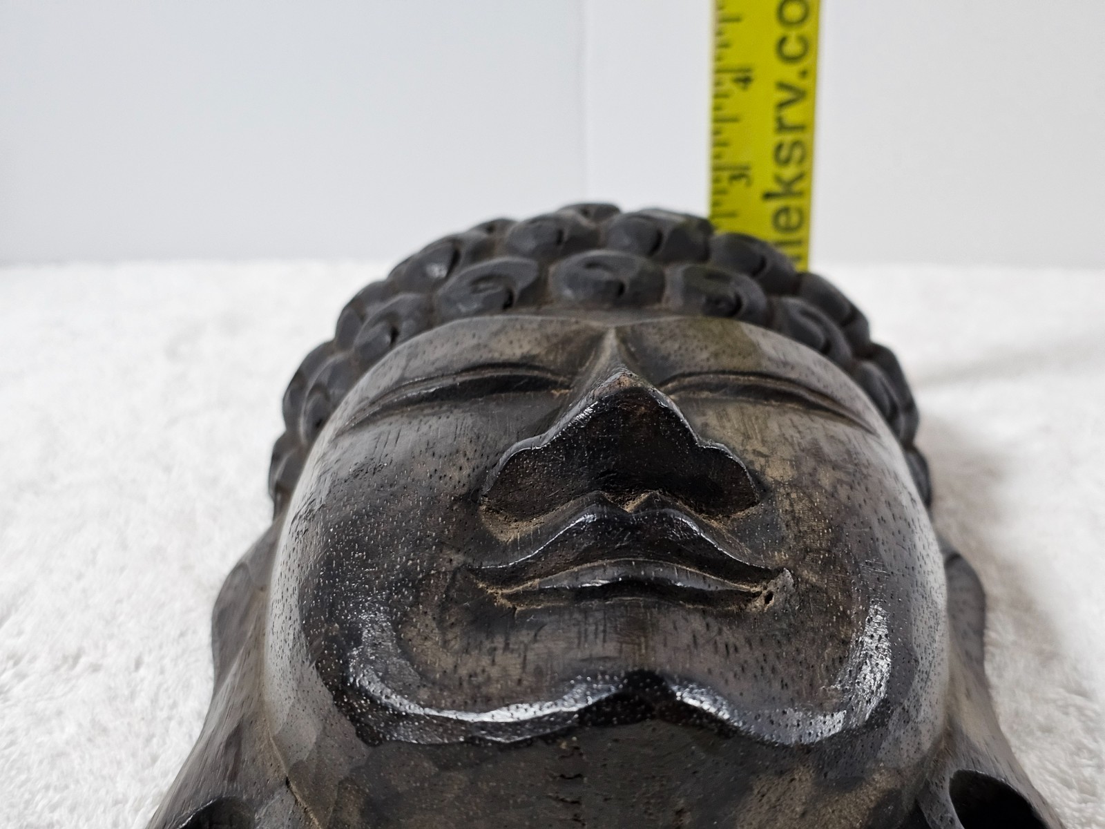 VTG Indonesian Hand Carved Wooden Buddha Head Wall Mask 11" Tribal Art Decor