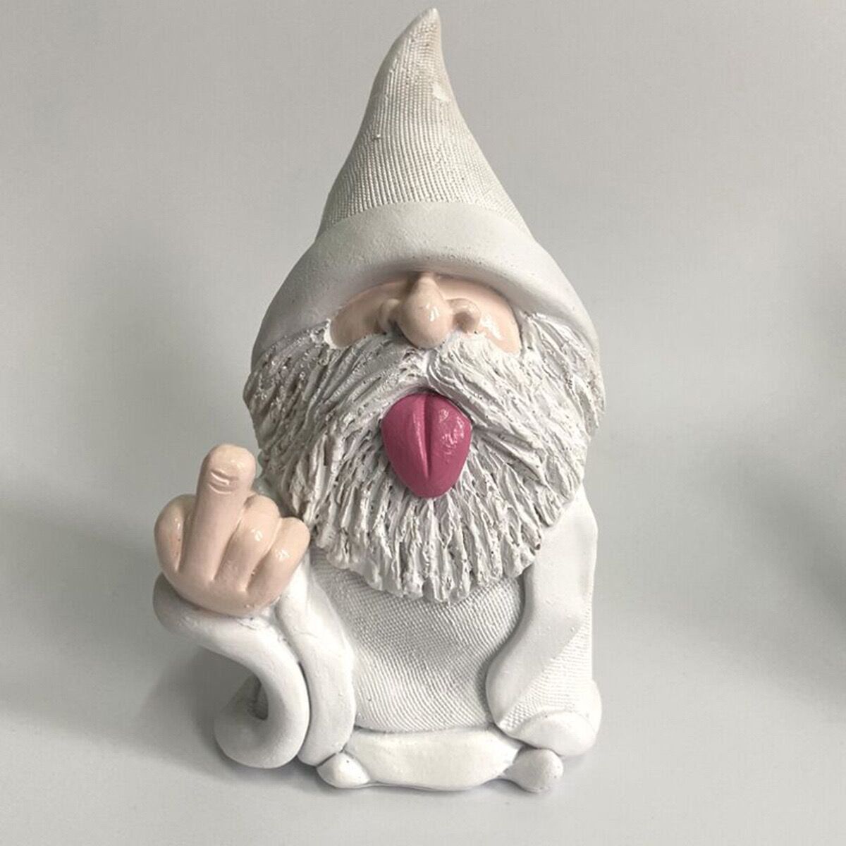 Funny Smoking White Wizard Gnome Statue Garden Yard Lawn Ornament Decor Gift US