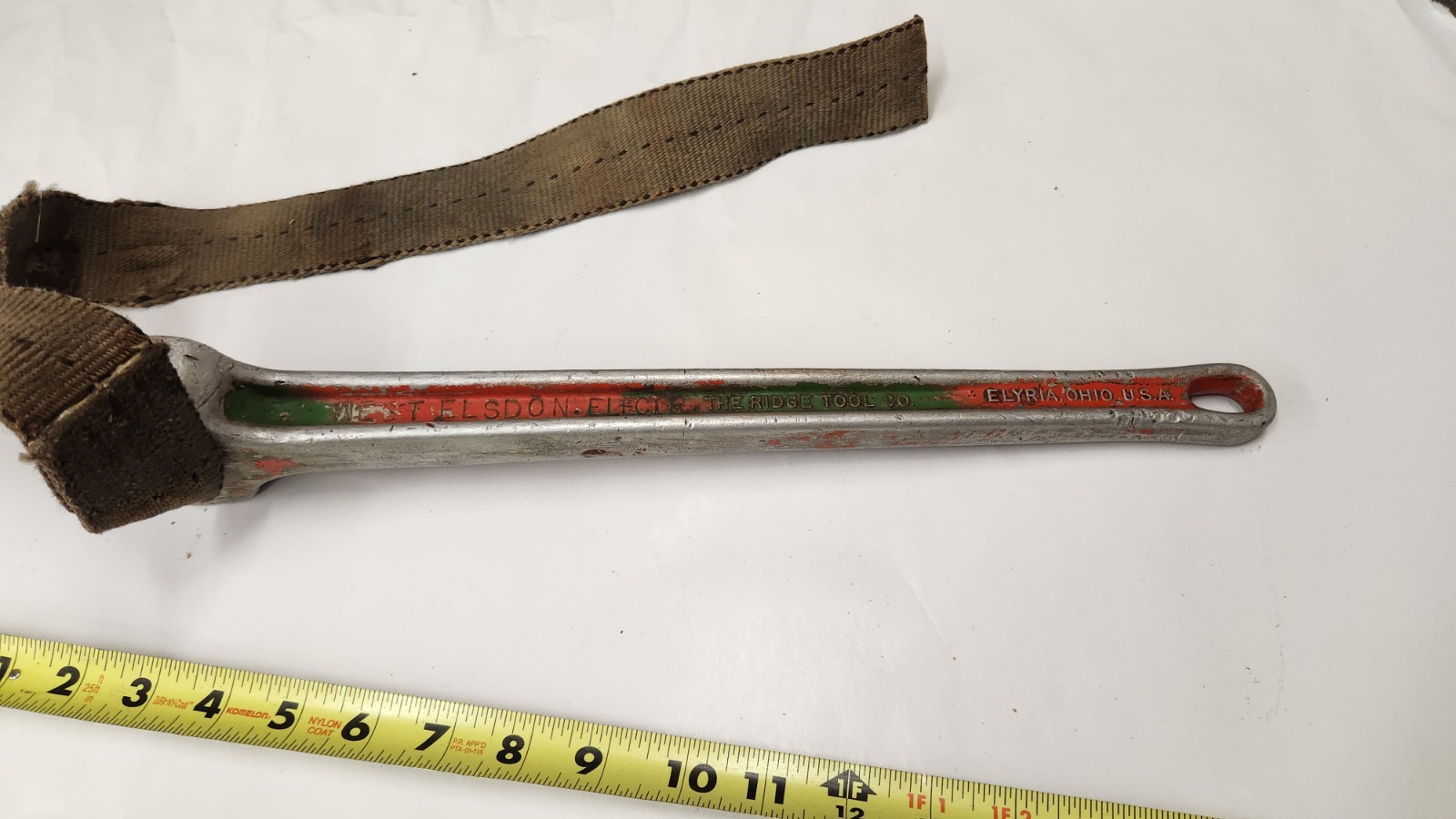 Ridgid No. 5 Adjustable Strap Pipe Wrench, 26" Strap w/Previous Owner Etchings