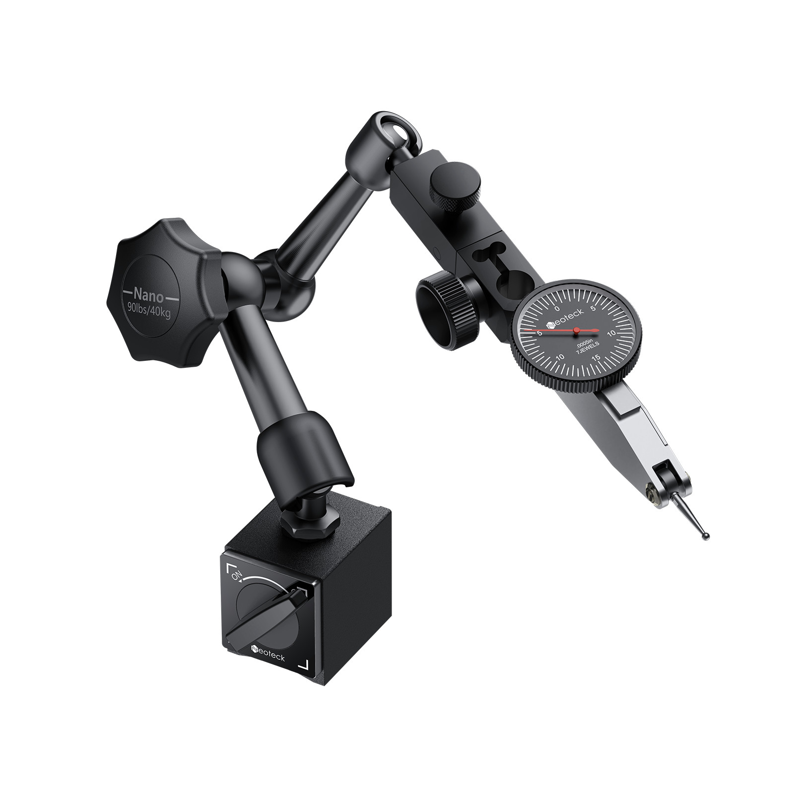 Neoteck Dial Test Indicator Flexible Magnetic Gauge Stand Base Holder Tool 90lbs