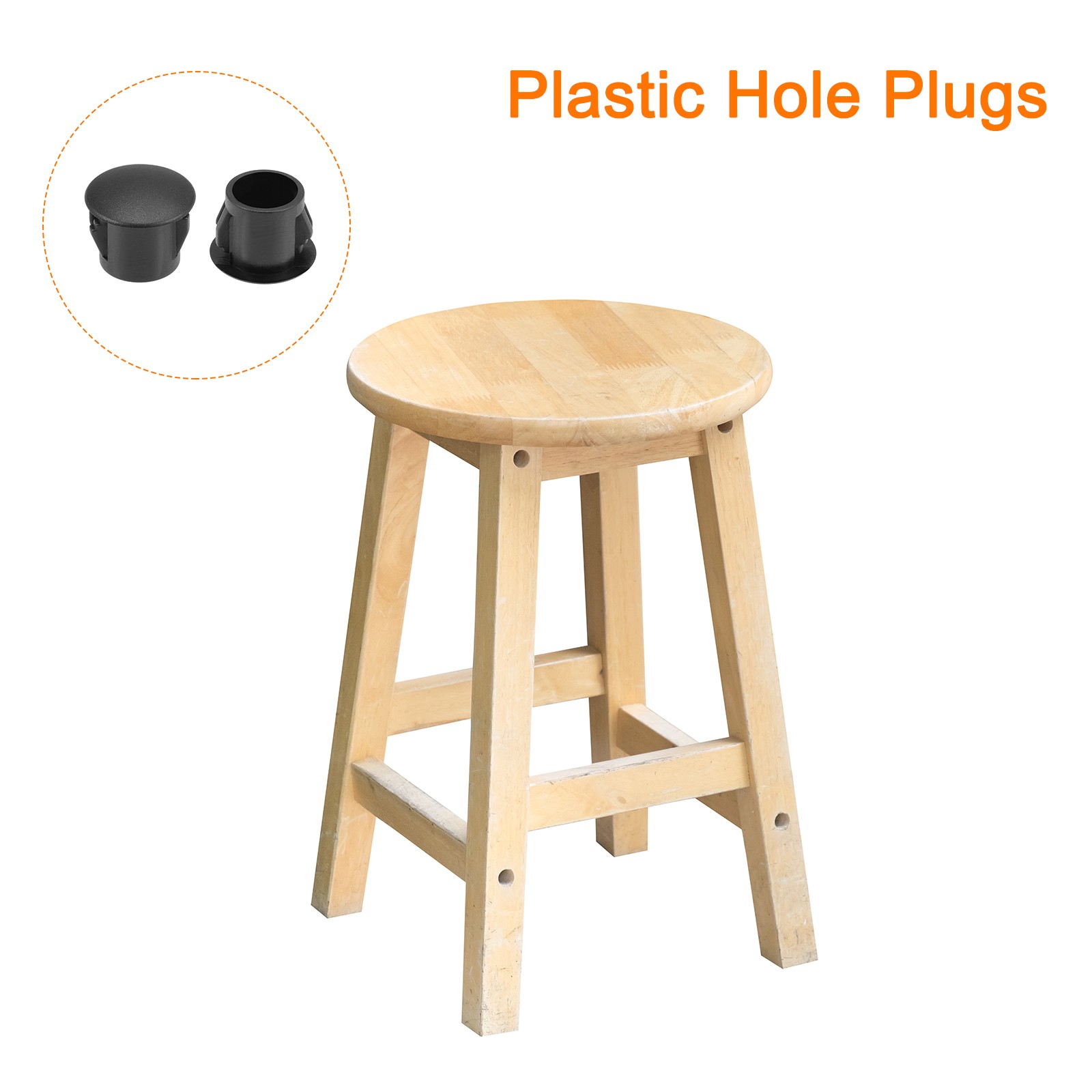 100Pcs 10mm Snap in Locking Hole Tube Flush Type Panel Plugs Hole Plugs Black