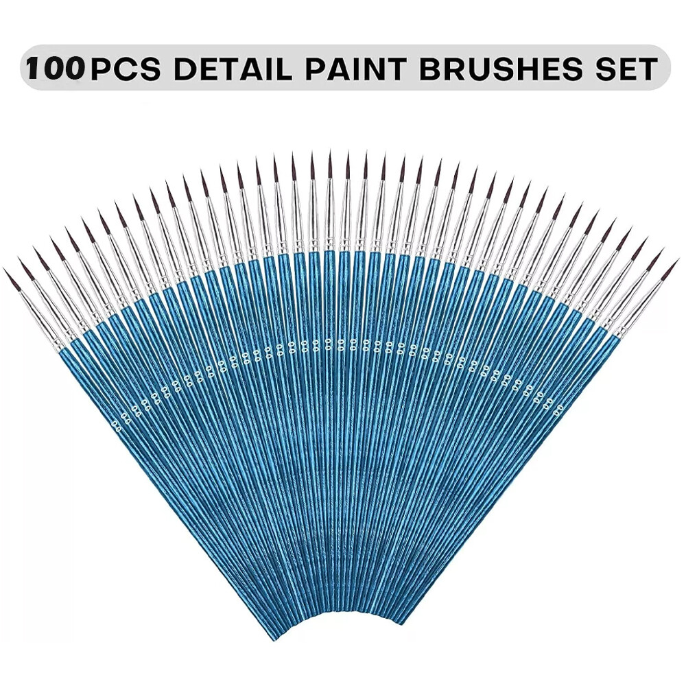 100PCS Very Small Paint Brushes Fine Tip for Nail Art Model Craft Painting Blue