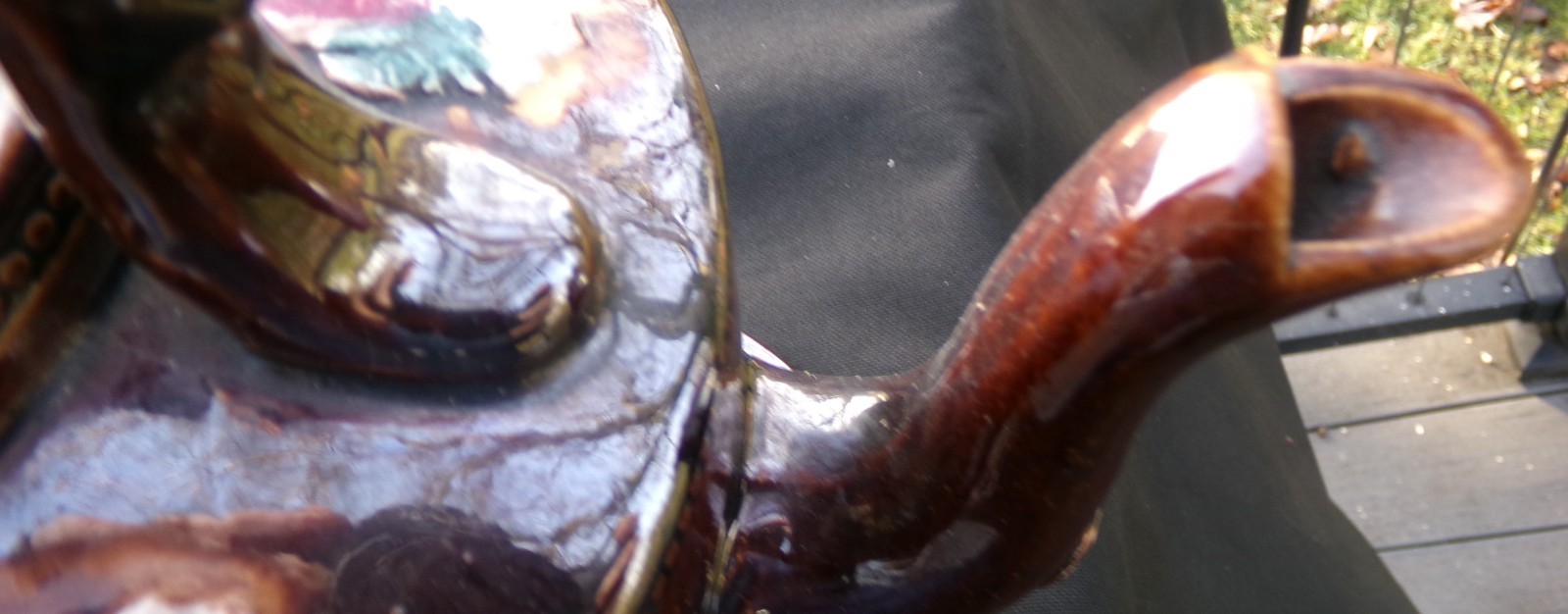 RARE MEASHAM BARGEWARE TEAPOT WITH LID UNDER PLATE "FORGET ME NOT 1907