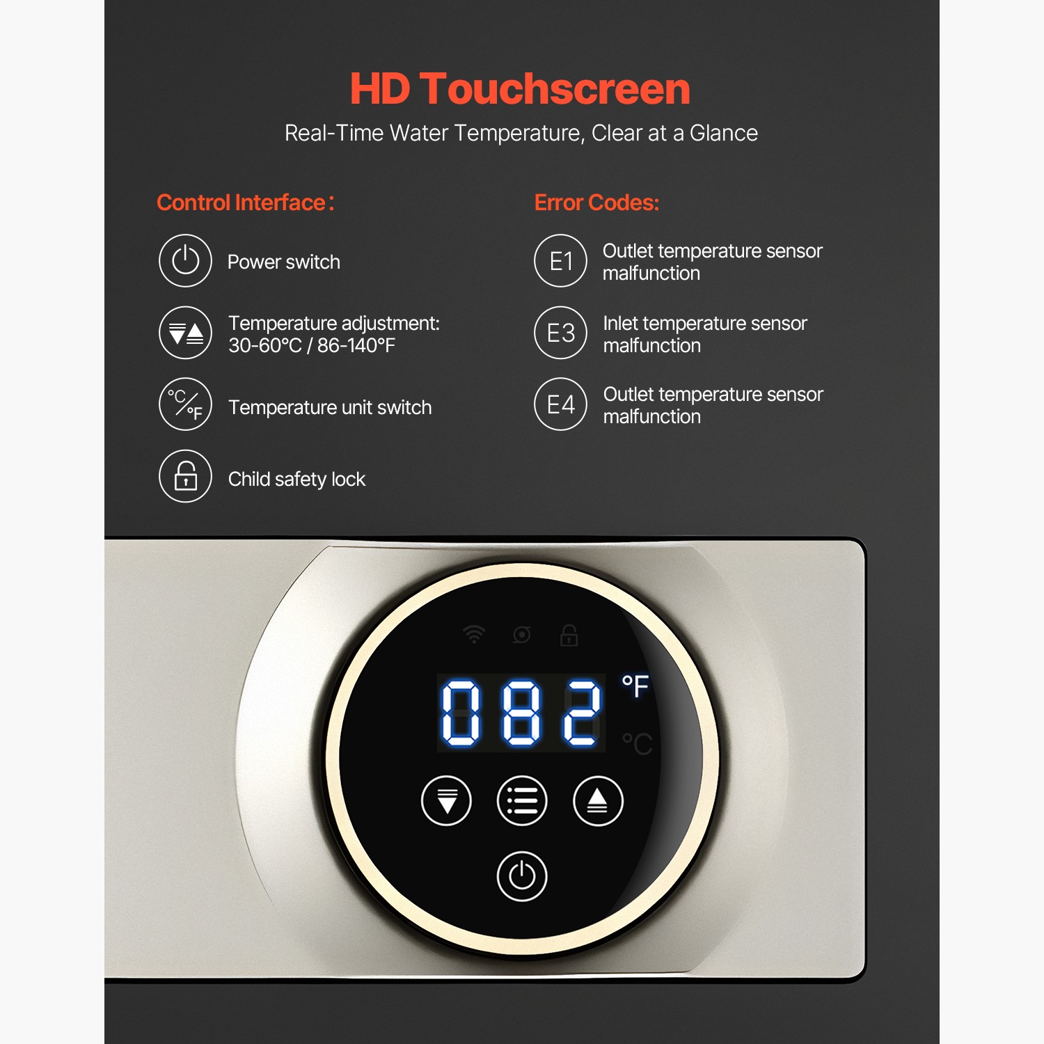 27KW Instant Hot Tankless Water Heater Electric Boiler for Shower Bathroom