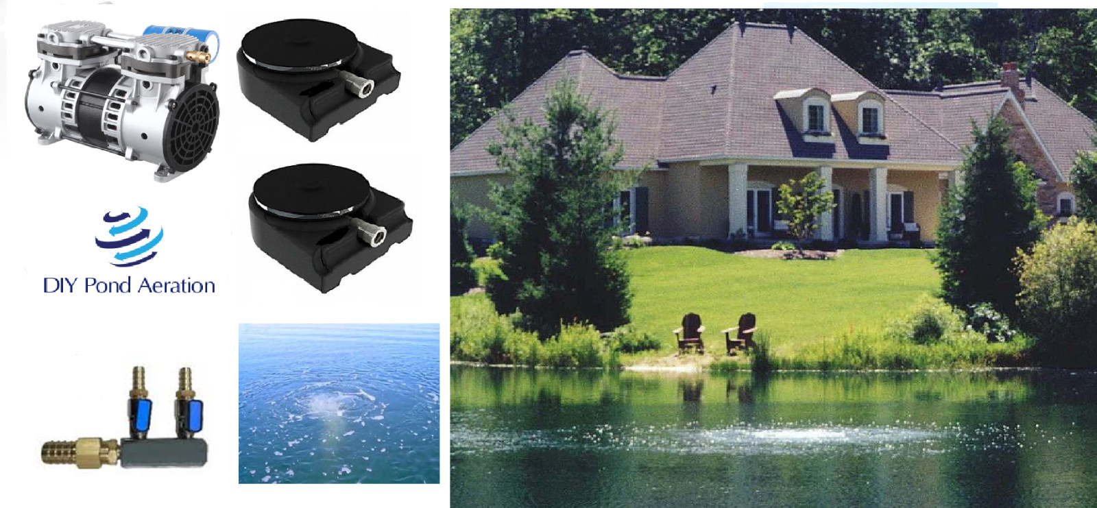 Industrial 220v 100' Lake Fishpond Aerator w/ 2-9" EDPM Diffusers 1/2hp 3 CFM!