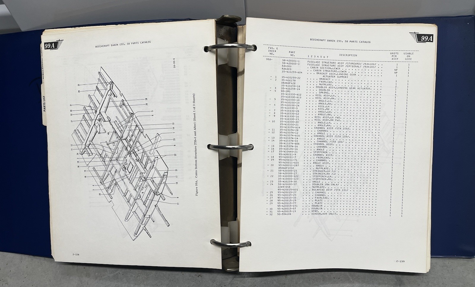 Beechcraft E55, 58 Baron Parts Catalog 58-590000-5 Original