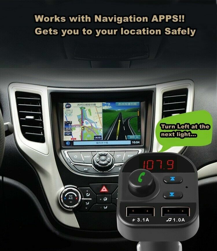 Bluetooth In-Car Wireless FM Transmitter MP3 Radio Adapter Car Kit Charge 2 USB