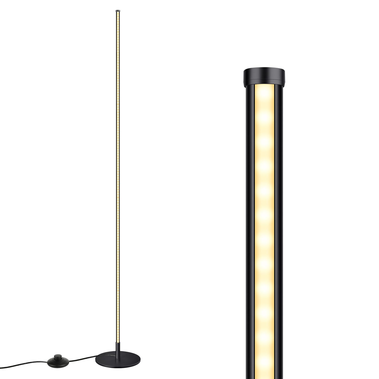 Modern Corner Floor Lamp Dimmable Adjustable Height Tall Standing Light Black