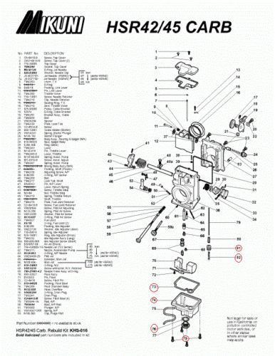 Genuine Mikuni HSR42 HSR45 9 Piece Carburetor Float Bowl parts kit TM42/05