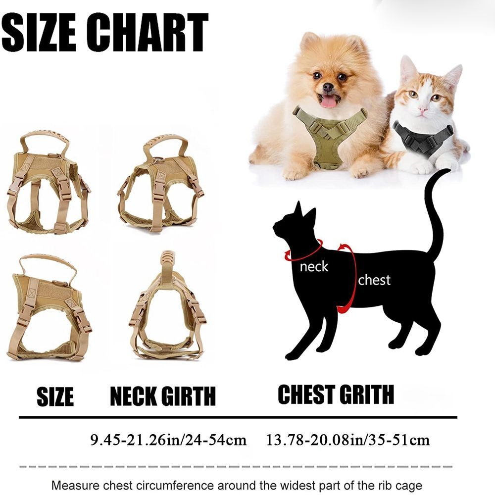Nylon Tactical Cat Harness Cloth for Walking Escape Proof Soft Mesh Adjustable.