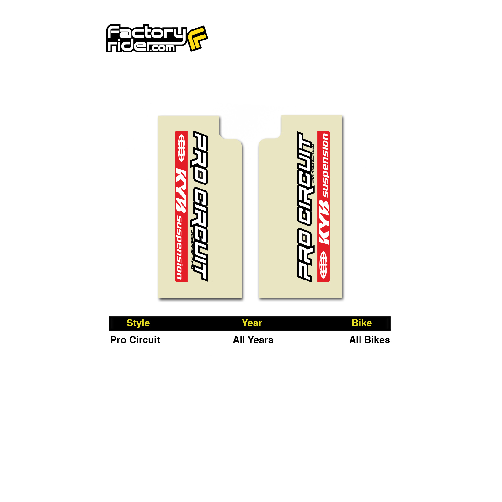 PRO Circuit KYB Fork STICKERS Mx Dirt Bike GRAPHICS fit all Motocross Bikes!