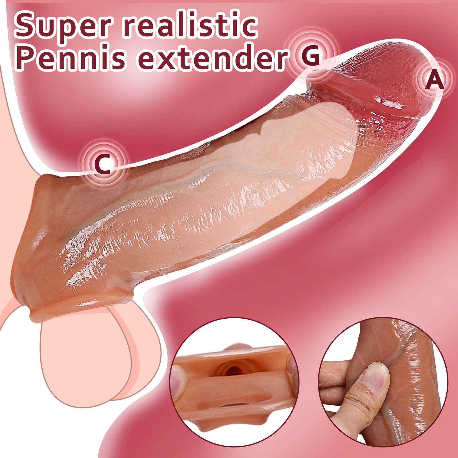 Male Cock Girth Enlarger Enhancer Penis Extension Extender Sheath Sleeve Men SM