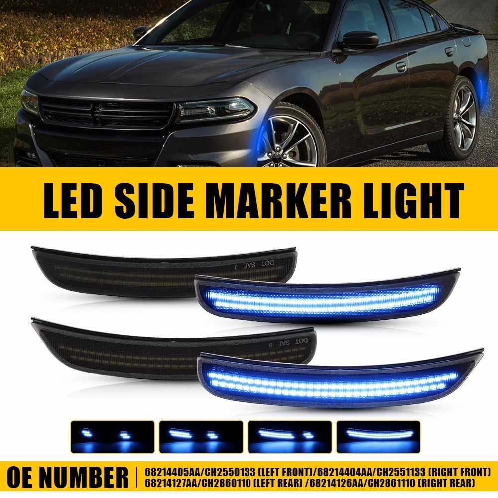 For Dodge Charger 2015-2023 Front Rear LED Side Marker Lights Reflector Lamp New