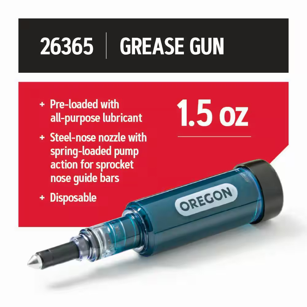 Grease Gun for Chainsaws, 1.5 Oz. Pre Loaded All Purpose Lubricant, Self Dispens