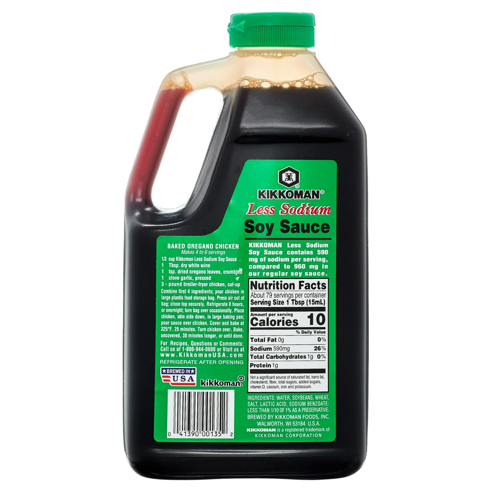 Kikkoman Less Sodium soy sauce, 40 oz ,Free Shipping.