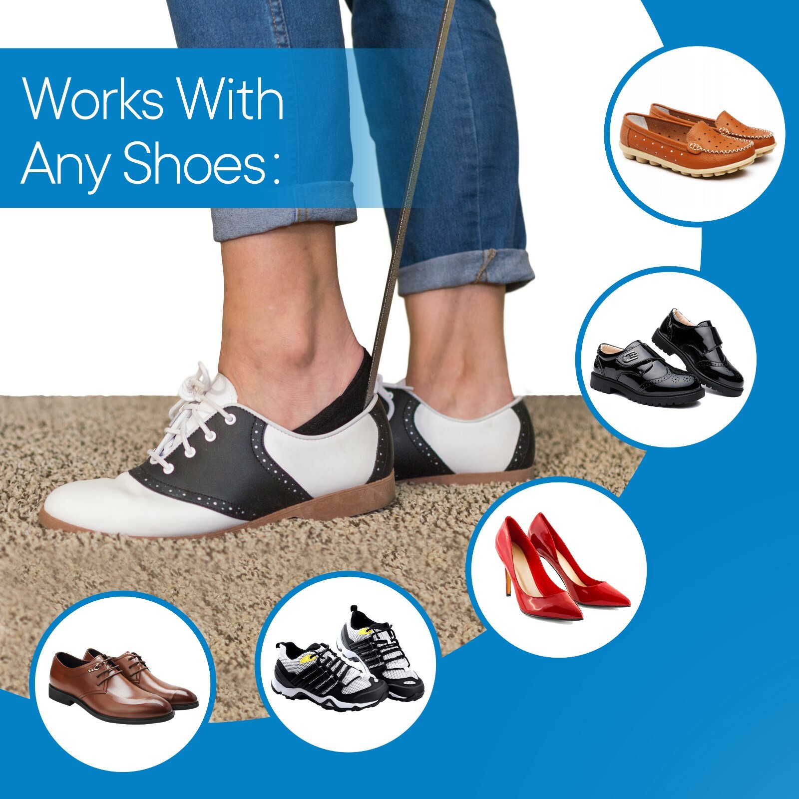 RMS 2-Pack Long Handled Metal Shoe Horn (Sizes: 18", 24" and 18"/24" combo)