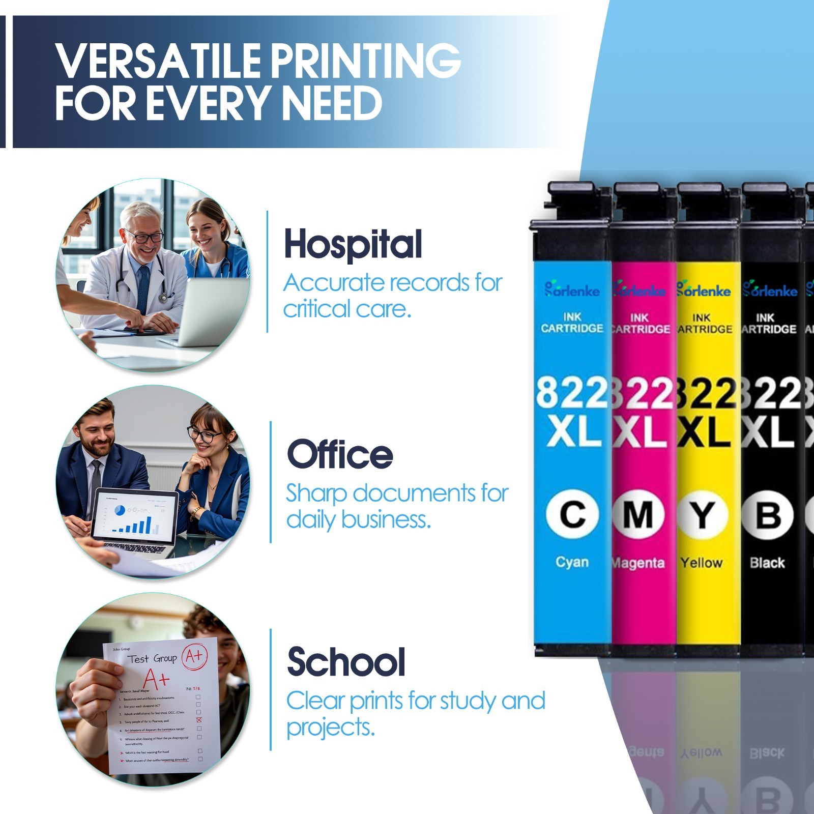 5PK 822XL Ink Cartridges For Epson WF-3820 WF-4833 WF-3823 WF-4830