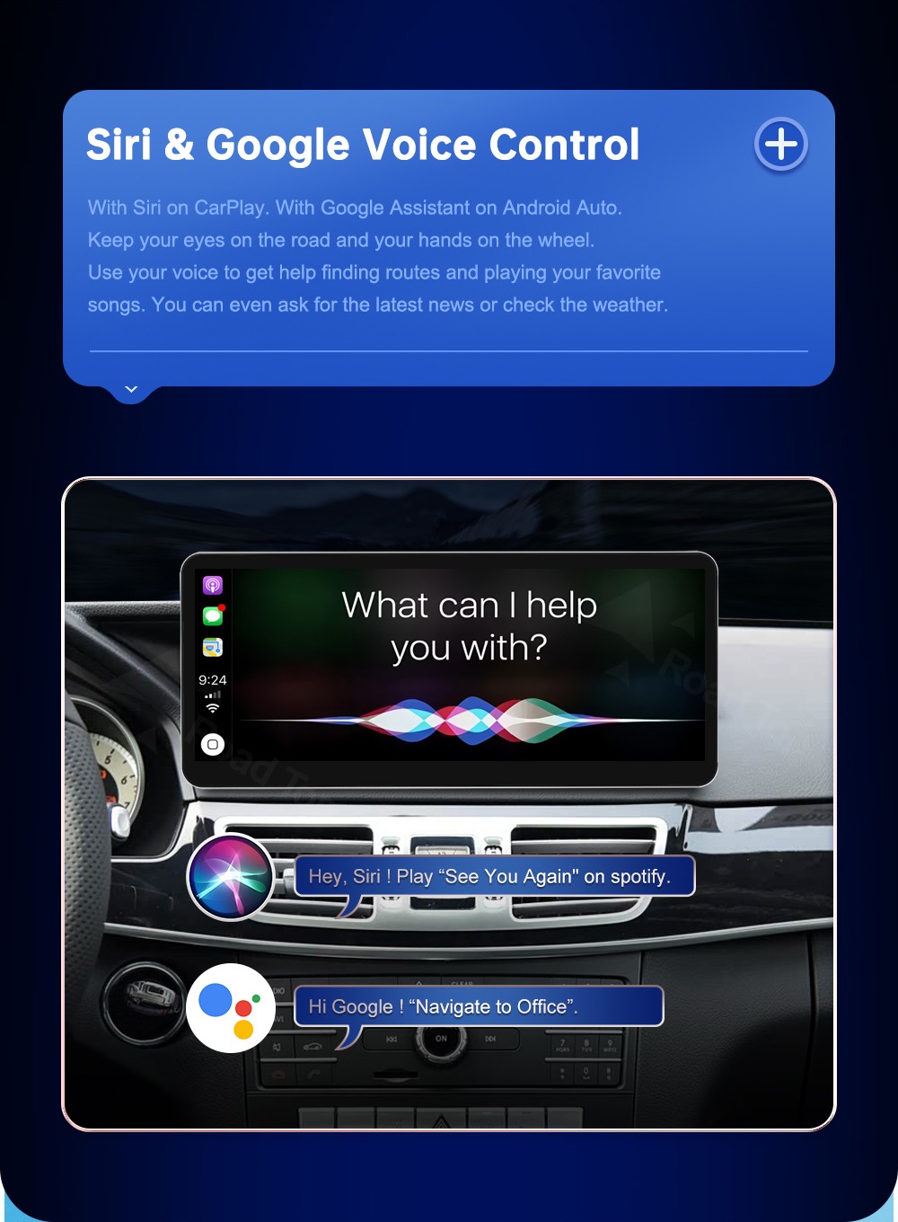 12.3"Android Auto Carplay Screen for Mercedes Benz E Class W212 2012-2015 NTG4.5