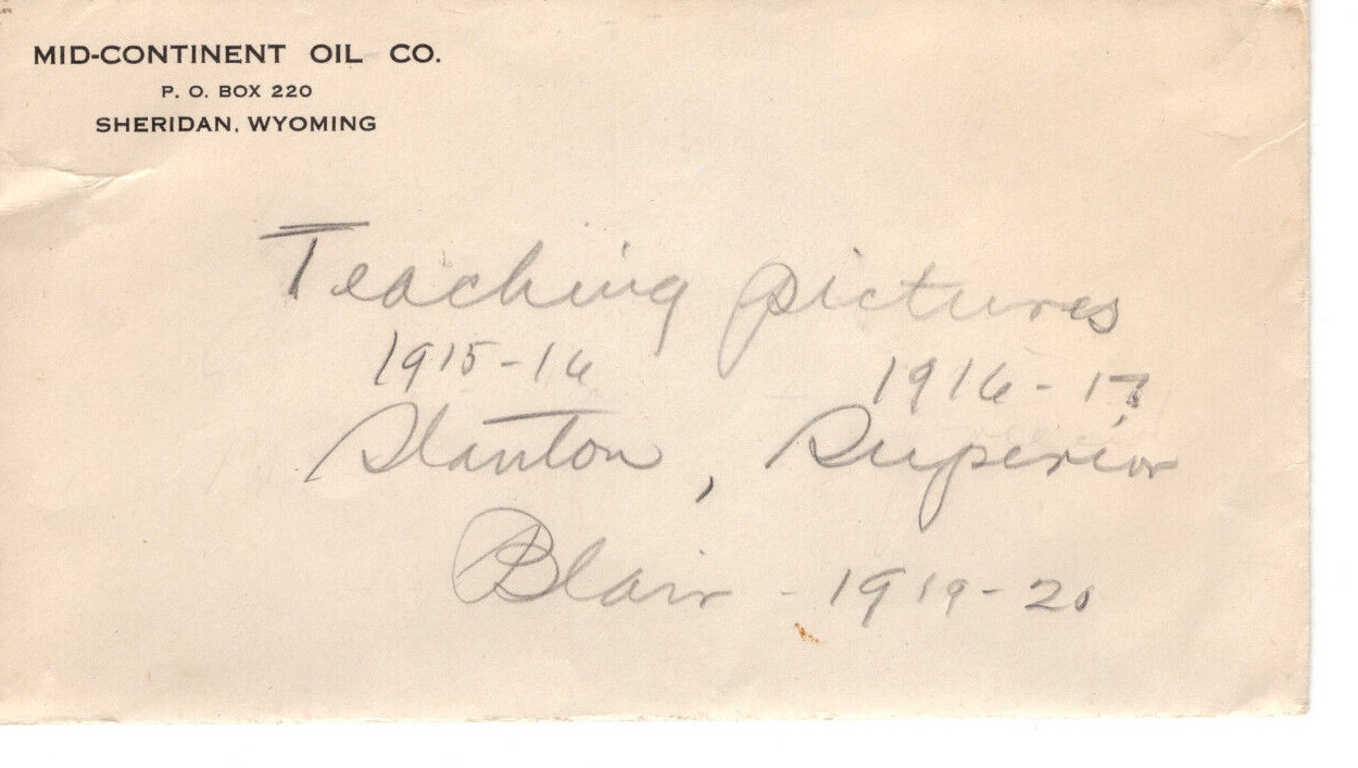 Vintage Mid_Continent Oil Co Enevlope Sheridan Wyoming -8251