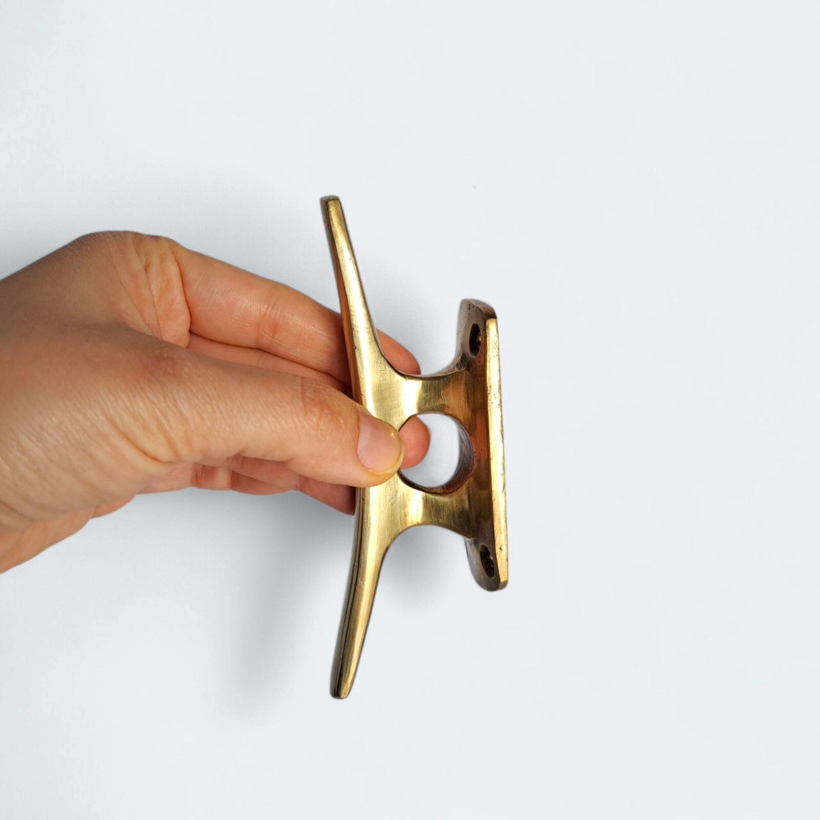 Solid Brass Boat Cleat, Functional, Nautical Gold Decor, 12cm/4.7in